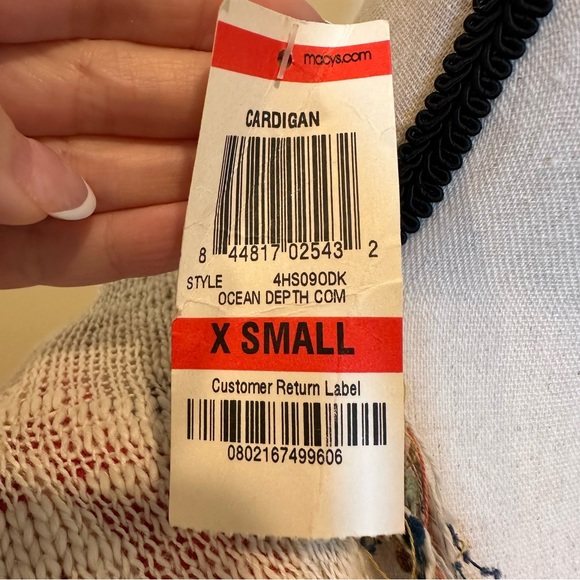 American Rag Cie Striped Fringe Open Cardigan Boho Sweater Women’s Size XS - Picture 6 of 10